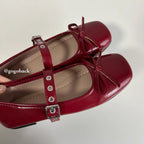 Women's Ballet Flats with Bow Accent and Adjustable Strap