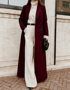 Elegant Women's Double-Breasted Coat with Deep Pockets