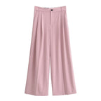 Women's Elegant Wide-Leg High-Waisted Pleated Trousers