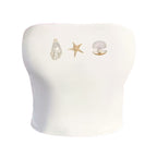 Women's Maritime Bandeau Top with Shell Motifs