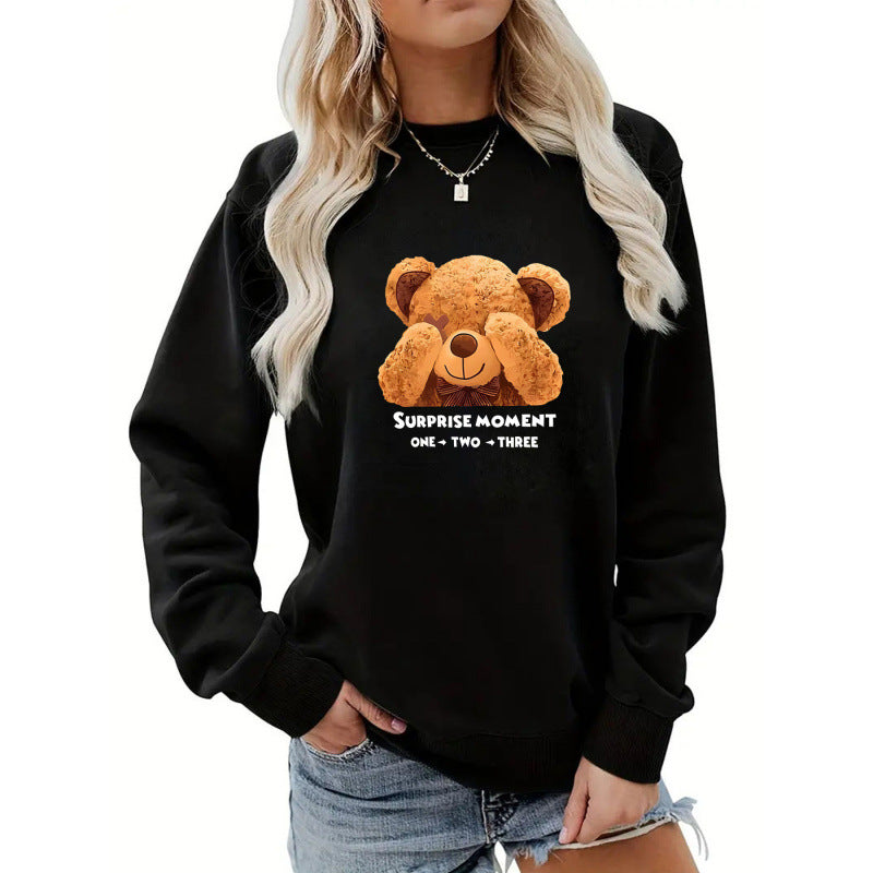 Women's Casual Sweater with Bear Motif