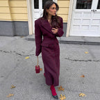 Women's Elegant Textured Wool Coat with Pockets