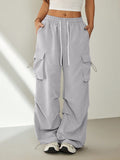 Women's Cargo Pants with Side Pockets and Elastic Waistband