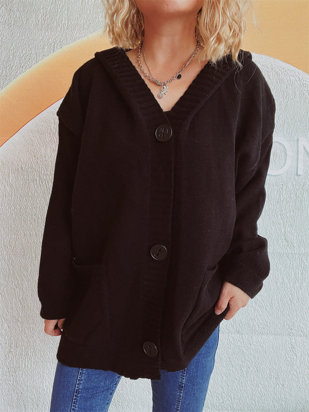 Women's Comfortable Hooded Cardigan with Pockets