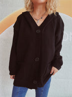Women's Comfortable Hooded Cardigan with Pockets