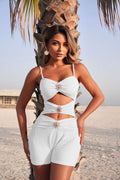 Women's Cut-Out Romper with Decorative Embellishments