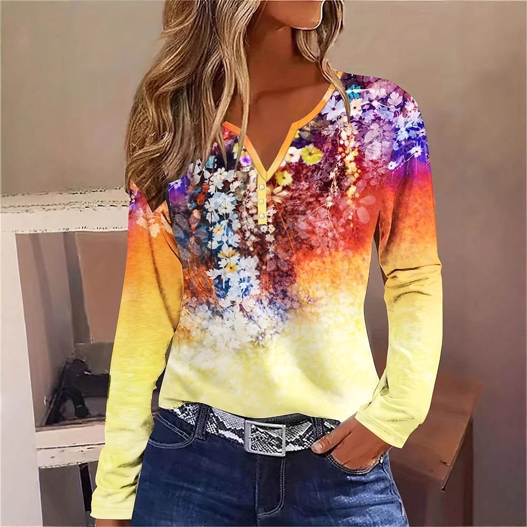 Women's Floral Long-Sleeve Button-Down Shirt