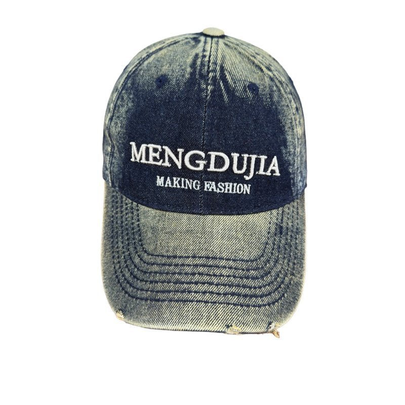 Men's Distressed Denim Baseball Cap
