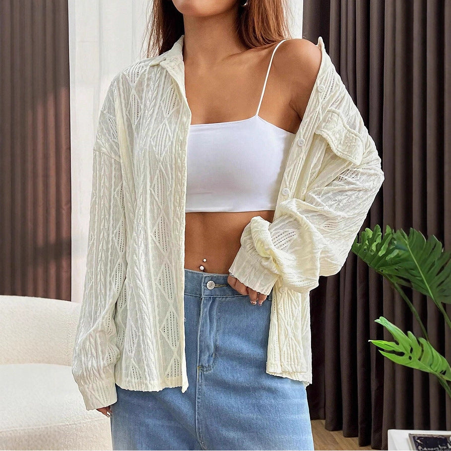 Casual Jacquard Pattern Blouse