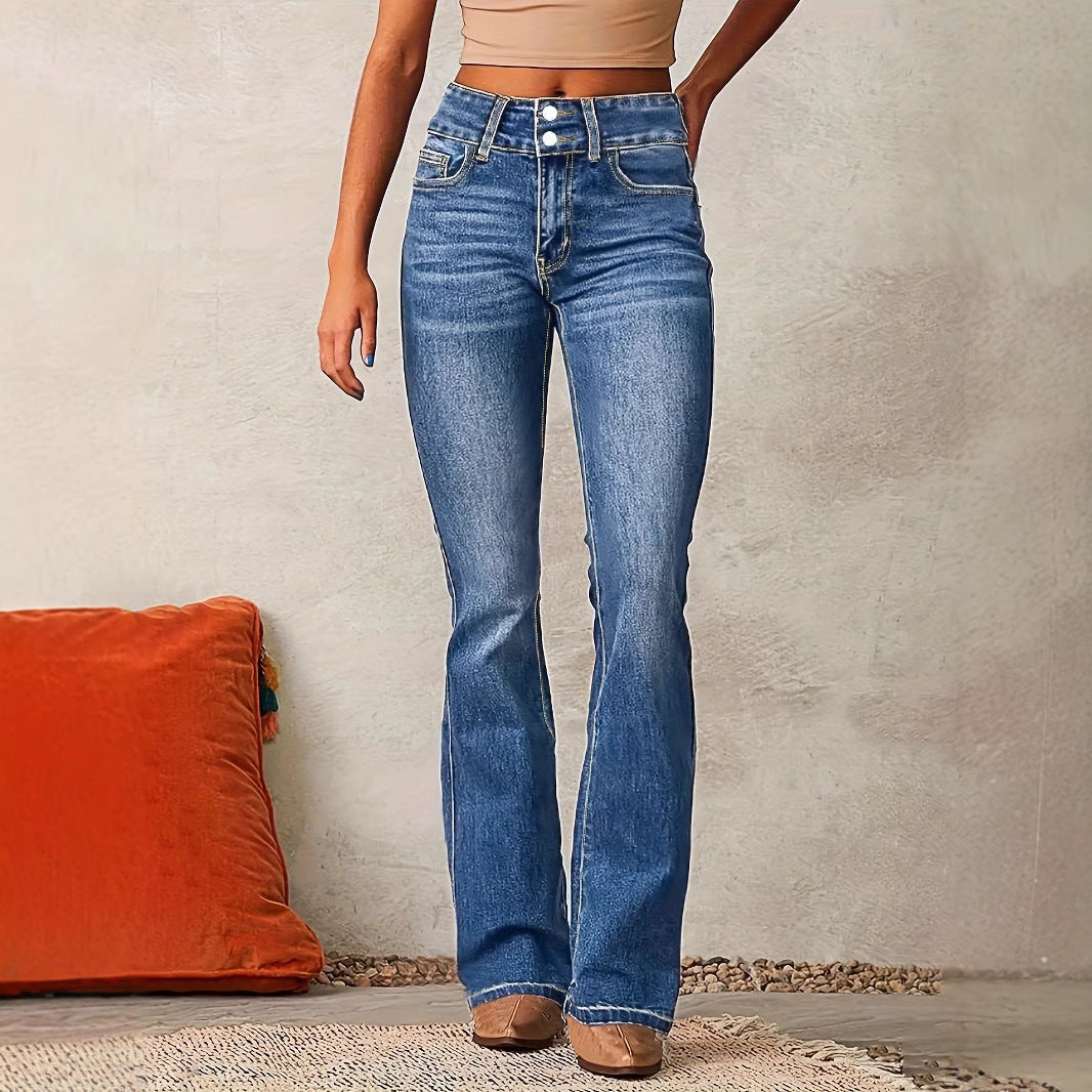 Women's High-Waisted Flared Jeans with Flexible Fit