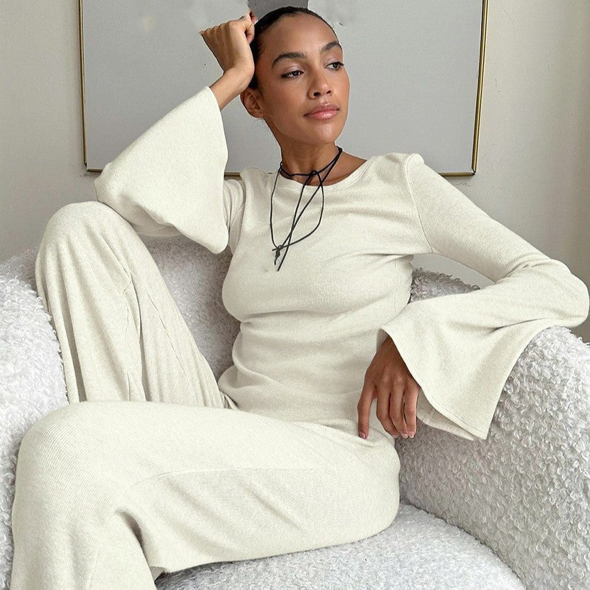 Women's Comfortable Lounge Set with Long Fit and Flowy Sleeves