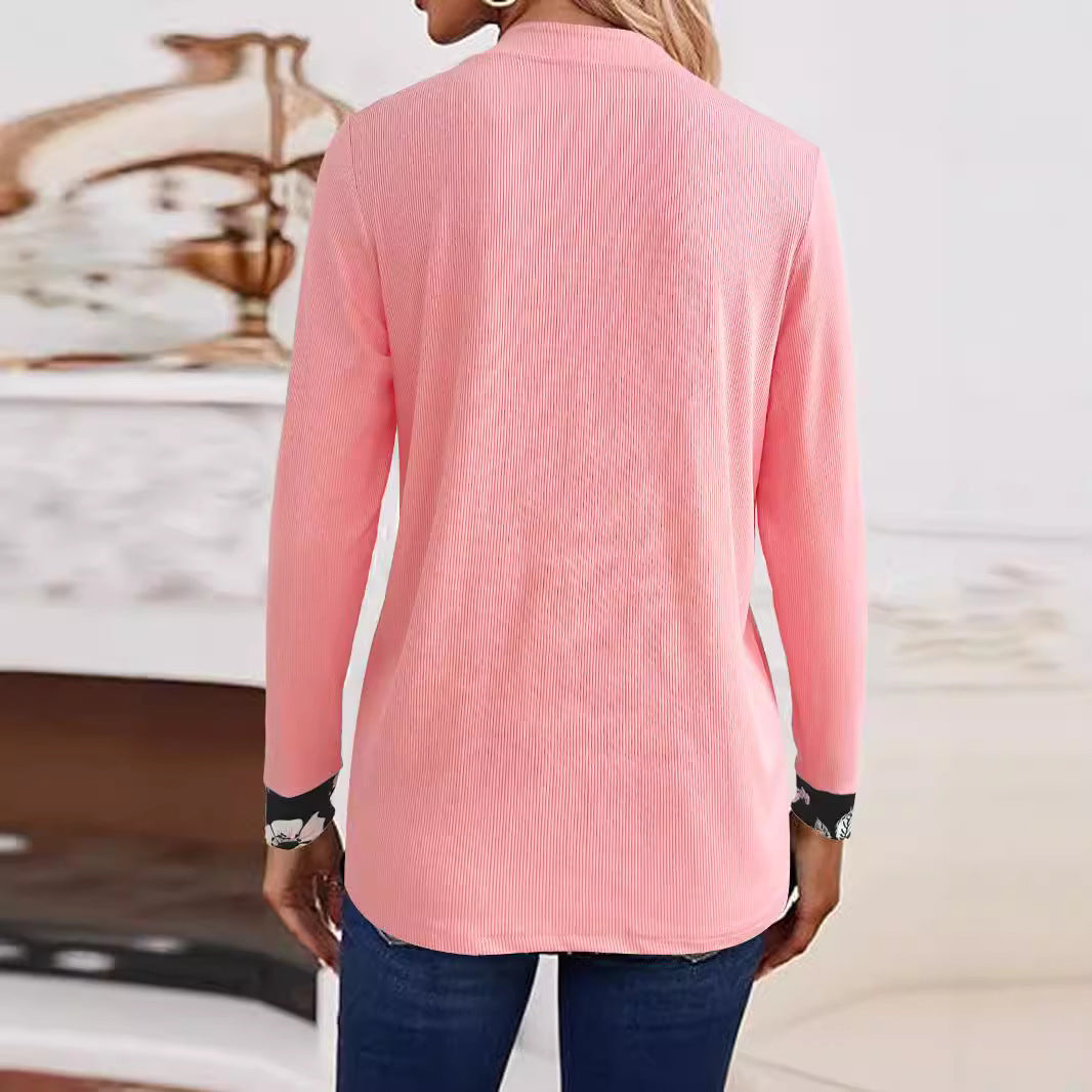 Women's Elegant and Casual Long Jacket with Floral Design