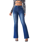 Women's High-Waisted Flared Jeans with Fashionable Wash