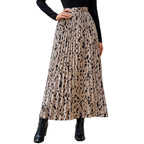 Women's Pleated Maxi Skirt with Fashionable Pattern