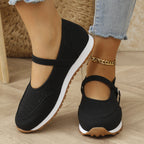 Women's Ballet Flats with Elegant Strap and Perforated Texture