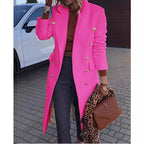 Women's Elegant Double-Breasted Coat with Gold Buttons and Tailored Fit