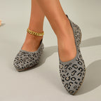 Women's Ballet Flats with Leopard Print and Soft Footbed