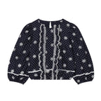 Women's Blouse with Lace and Ruffle Details