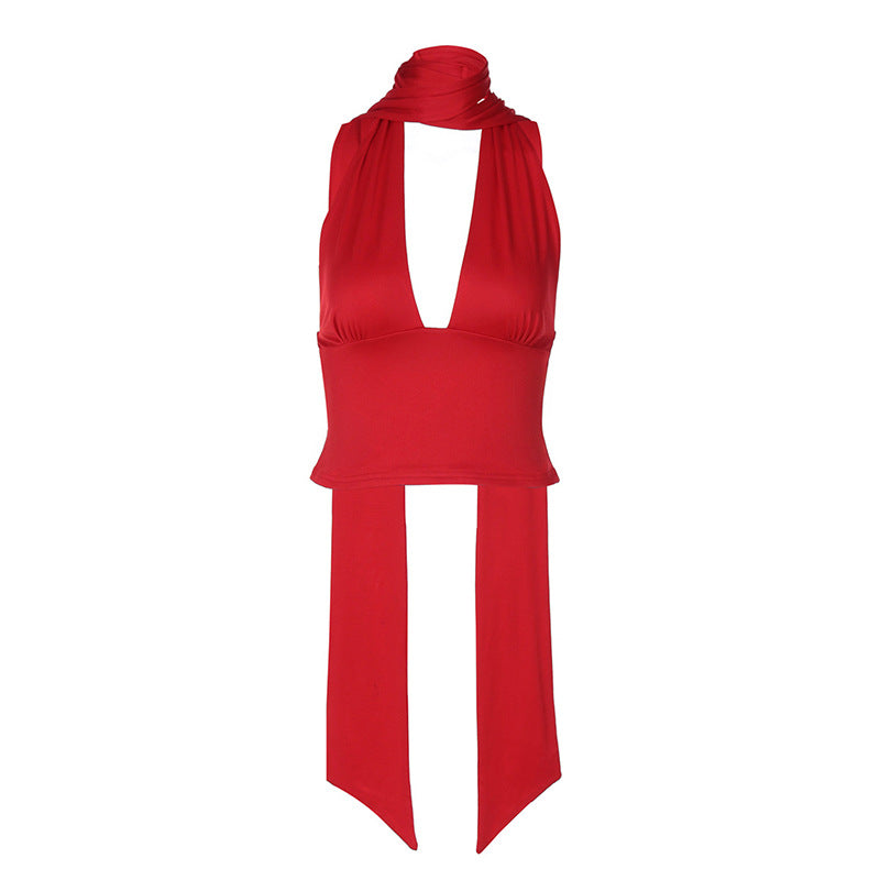 Women's Asymmetrical Top with Adjustable Tie Detail