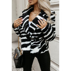 Women's Designer Fleece Jacket with Leopard Print and Button Detail