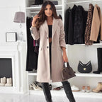 Women's Classic Oversized Coat with Lapel Collar and Pockets