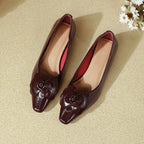 Women's Ballet Flats with Elegant Floral Appliqué