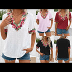 Women's Blouse with Floral Embroidery and Airy Sleeves