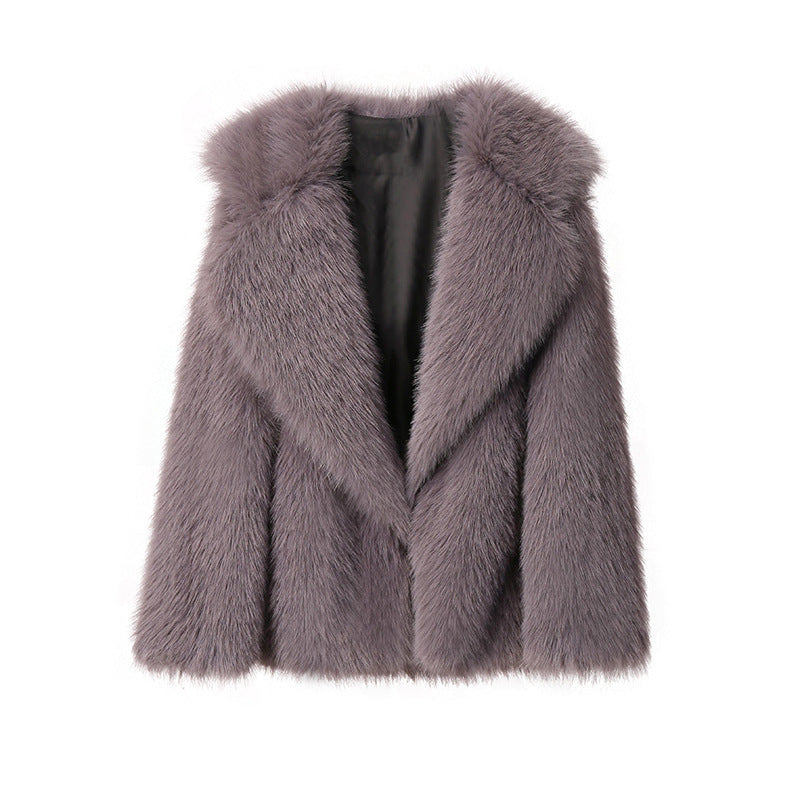 Women's Elegant Faux Fur Blazer with Stylish Collar