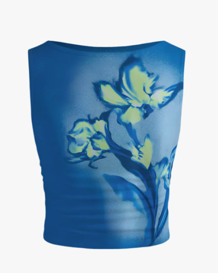 Women's Sleeveless Floral Crop Top