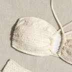 Women's Bandeau Bikini with Lace-Up Details and High-Cut Legs