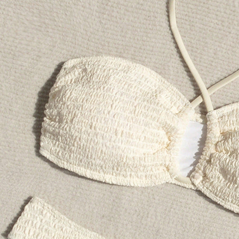 Women's Bandeau Bikini with Lace-Up Details and High-Cut Legs