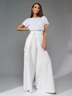 Glittering Wide-Leg Jumpsuit with Waist Belt