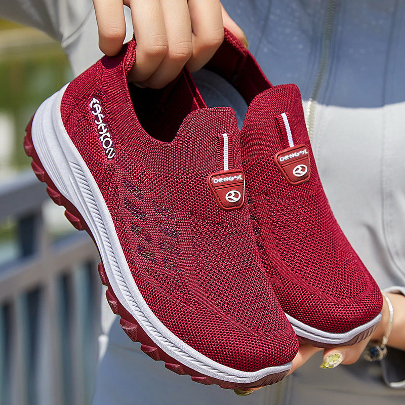 Women's Breathable Sneakers with Non-Slip Sole and Elastic Slip-On