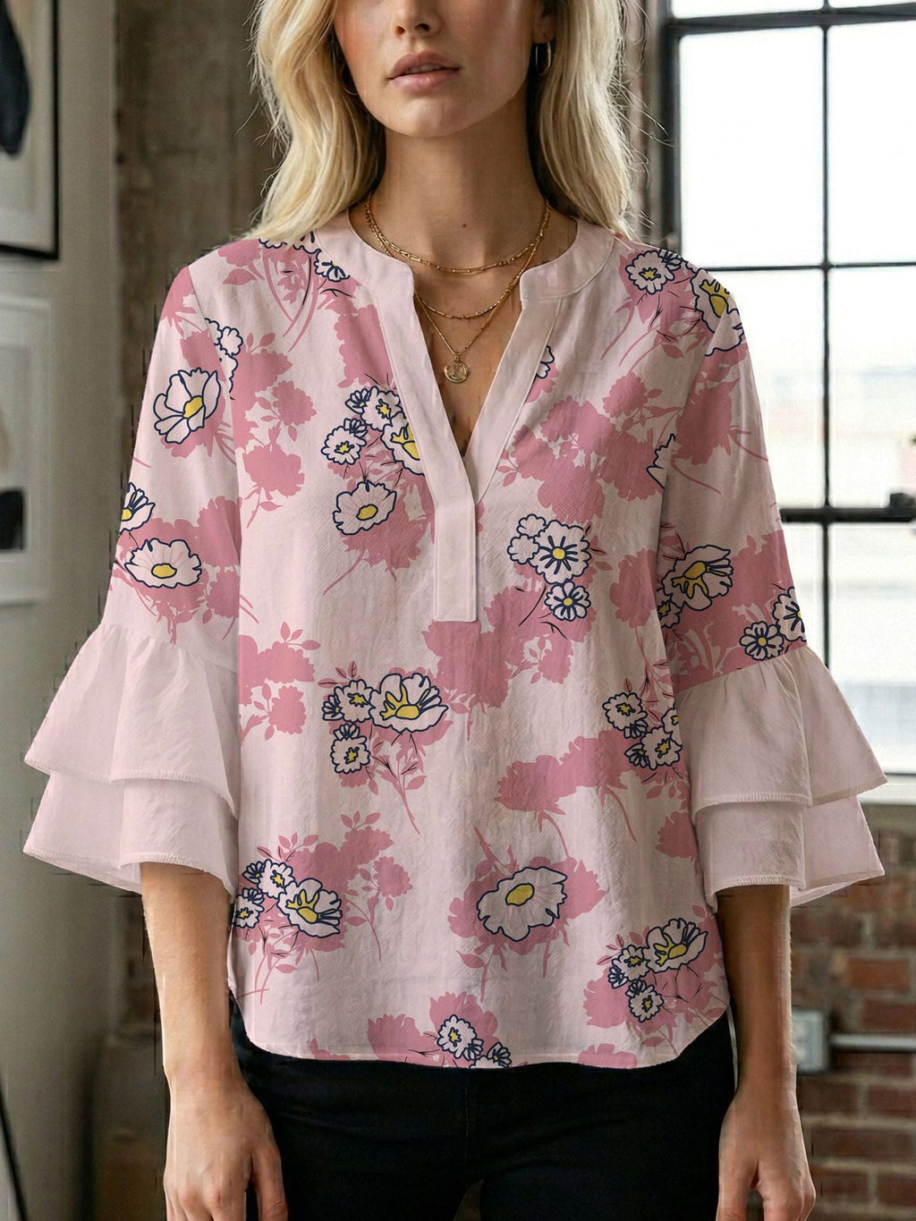 Women's Blouse with Beautiful Floral Design