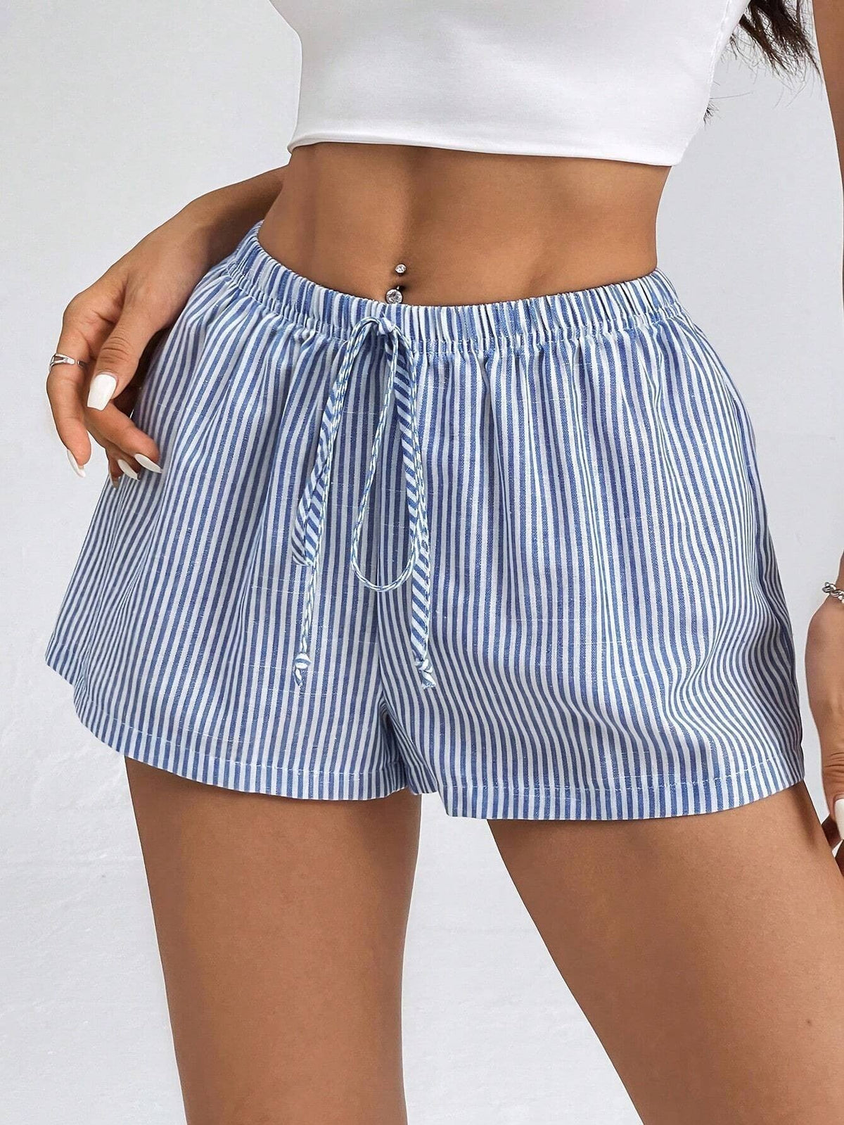 Women's Striped Lounge Pants with Adjustable Drawstring