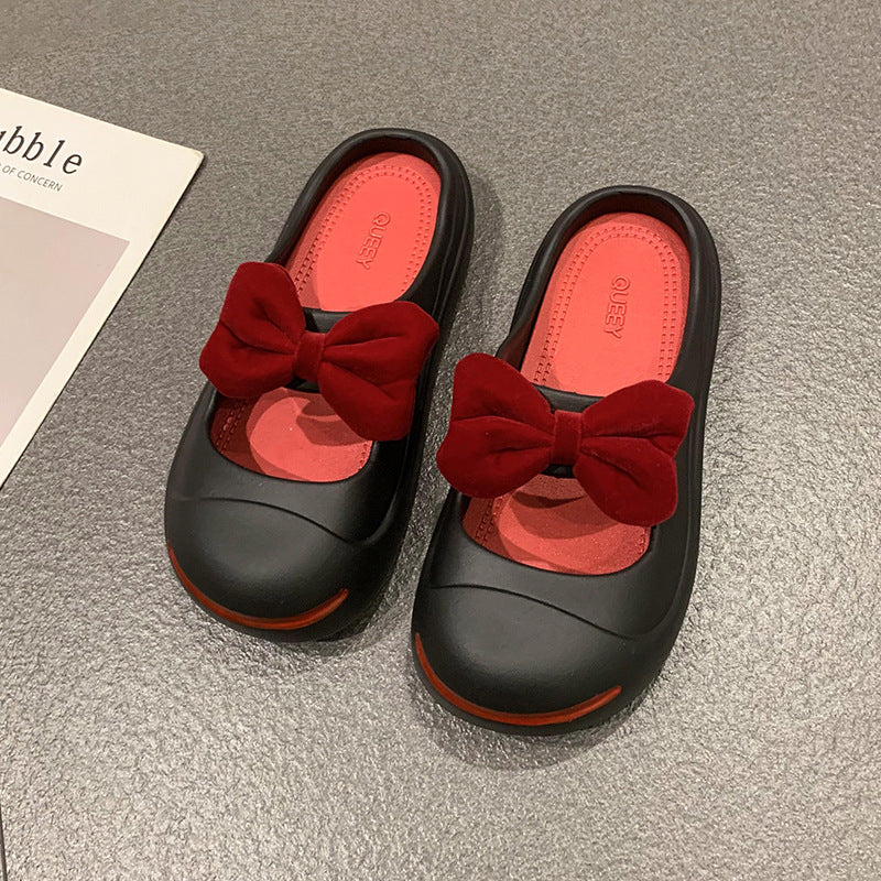Women's Ballet Flats with Bow Detail and Non-Slip Sole