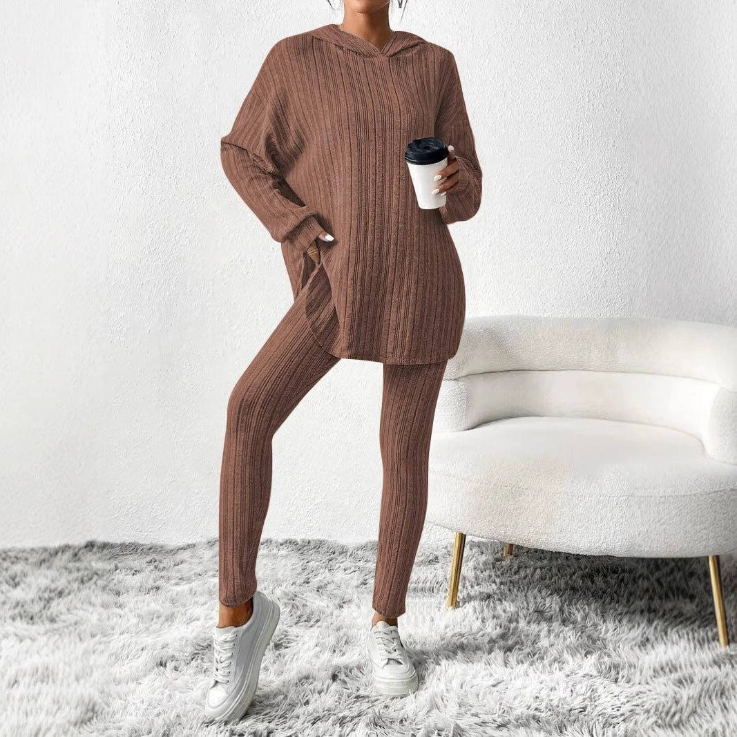 Women's Leggings Set with Textured Long-Sleeve Top