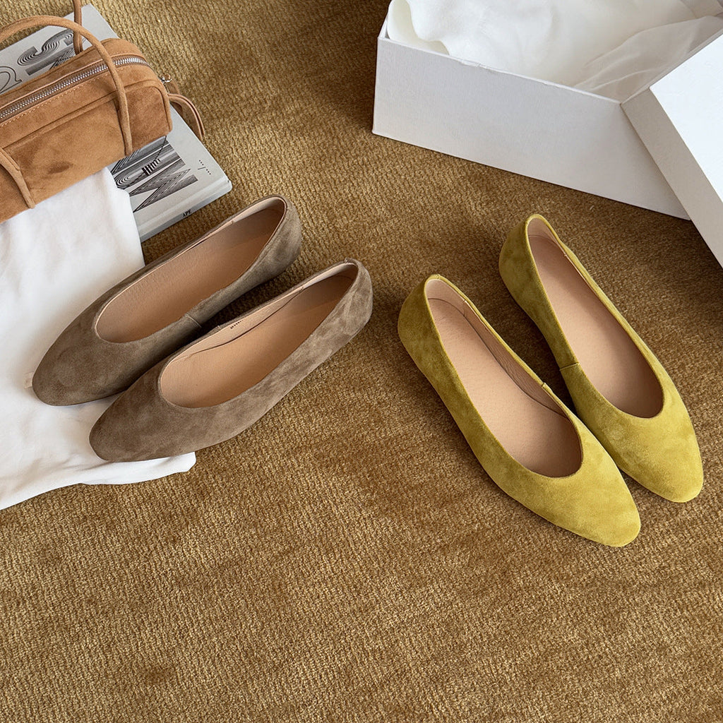 Women's Suede Ballet Flats with Cushioned Insole