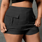 Women's Fashionable Mini Skirt with Practical Front Pockets and Elastic Waistband