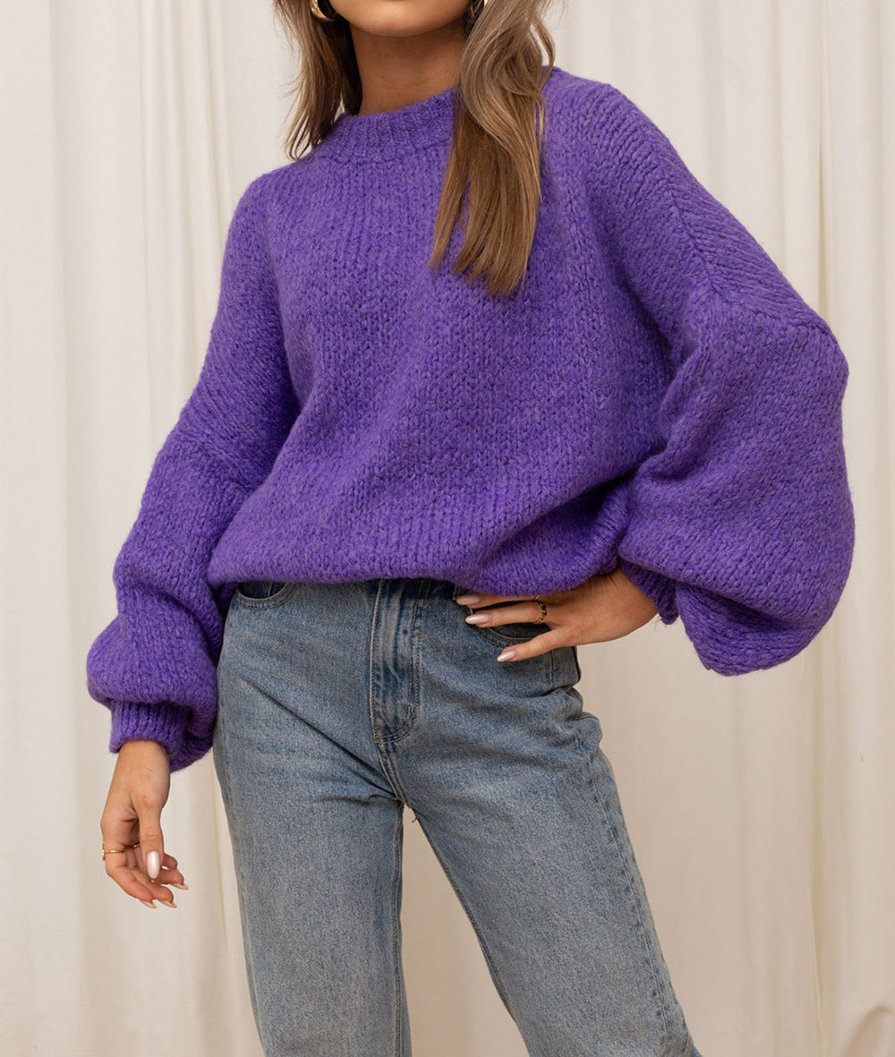 Women's Cozy Oversized Sweater with Voluminous Sleeves