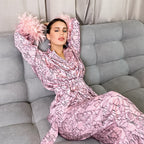 Women's Fashionable Blazer Set with Floral Accents
