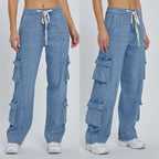 Women's Loose-Fit Cargo Jeans with Side Pockets