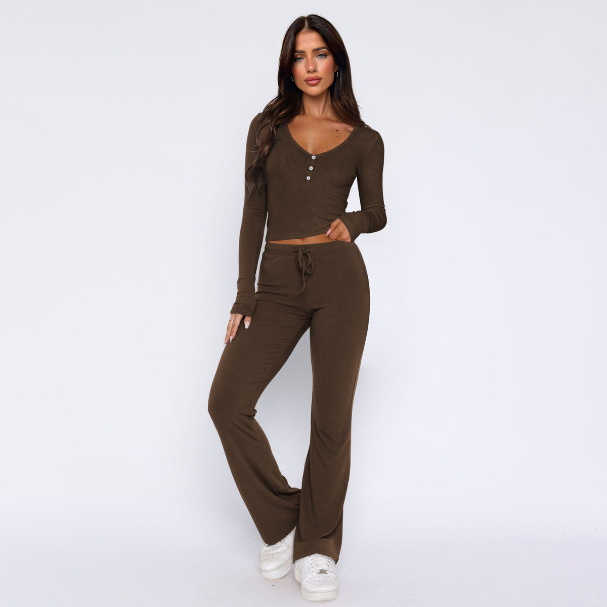 Women's Comfortable Button-Down Top and Loose Pants Set