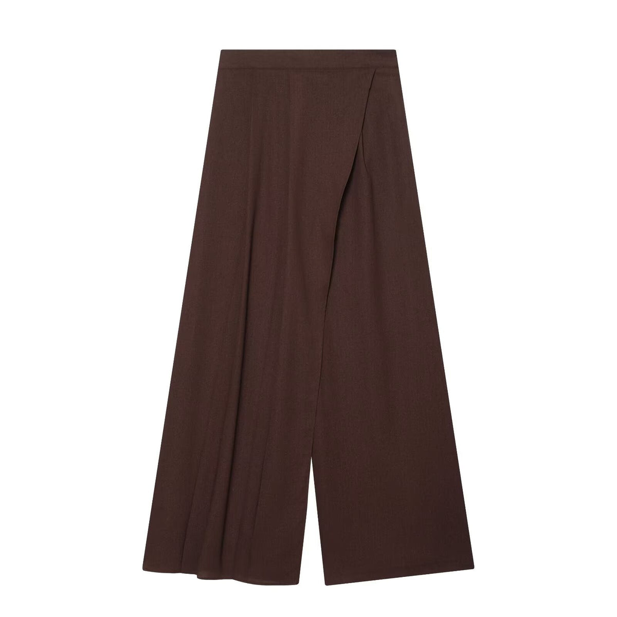 Women's Elegant Wide-Leg High-Waisted Trousers with Asymmetric Cut