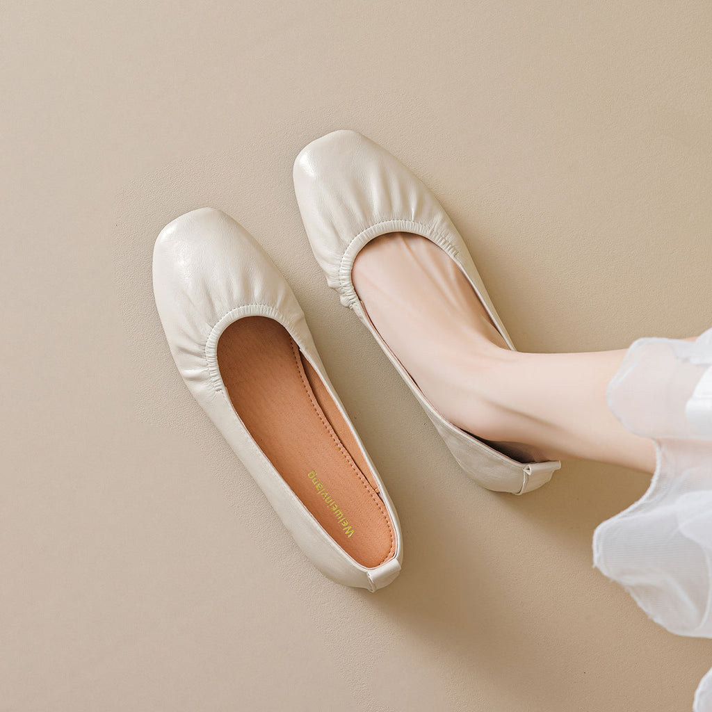 Women's Ballet Flats with Subtle Pleating