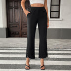 Women's Elegant Palazzo Pants with Ruffle Hem and Side Pockets