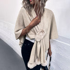 Elegant Poncho with Luxurious Faux Fur Trim