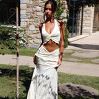Elegant Two-Piece Maxi Outfit with Sophisticated Wrap Design