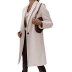 Women's Elegant Long Coat with Slim Fit and Deep Pockets