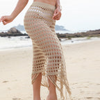 Women's Airy Crochet Skirt with Refined Fringe